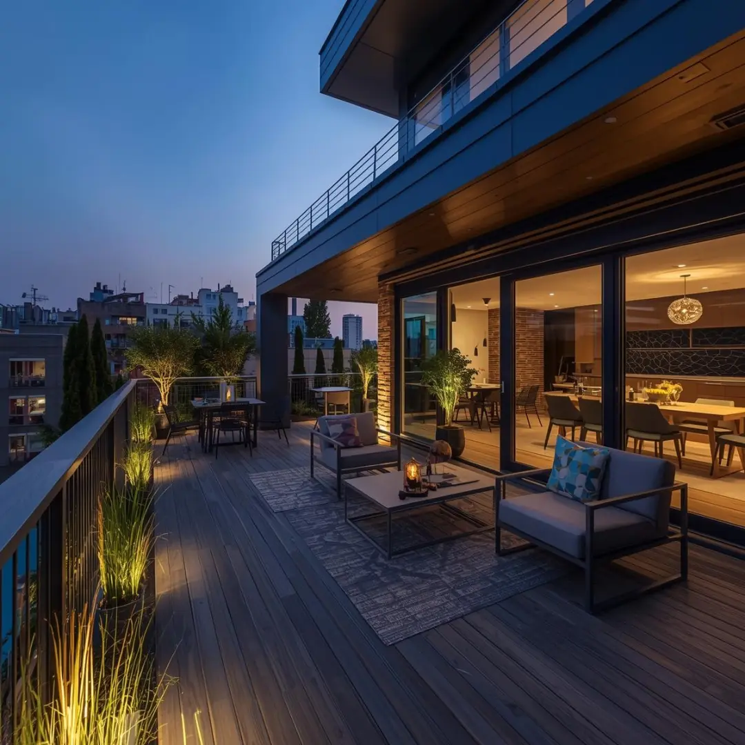 Moderne terrassedesign med modulært dekk